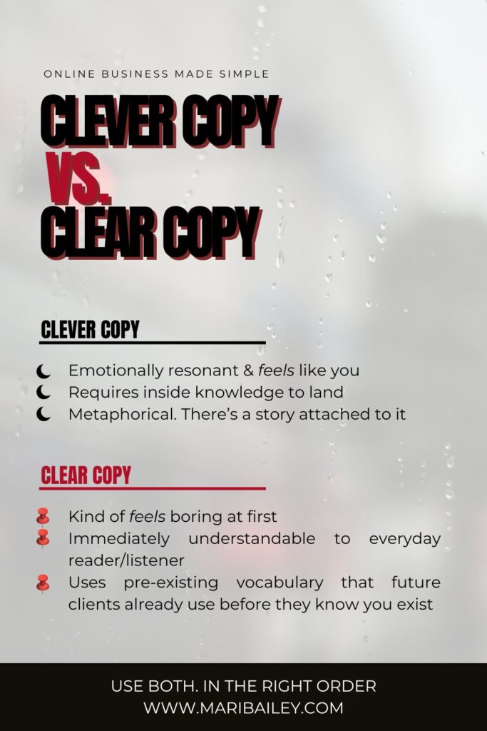 Clear copy vs clever copy